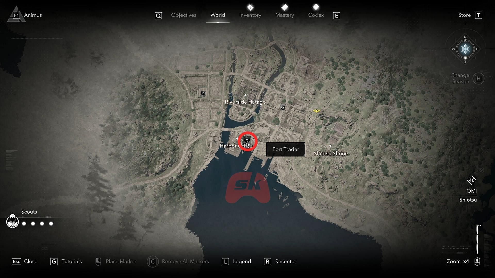 Port Trader's location in Shiotsu (Image via Sportskeeda Gaming // Ubisoft)